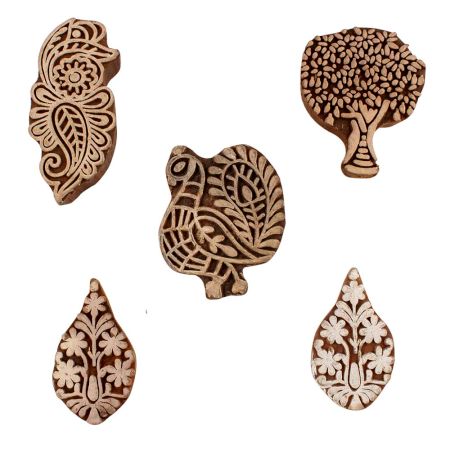 Set of 5 Piece New Mix Wooden Printing Blocks